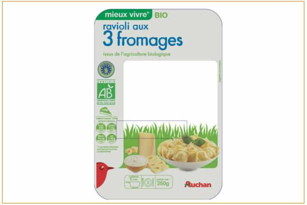 Rappel de raviolis bio aux 3 fromages de marque Auchan